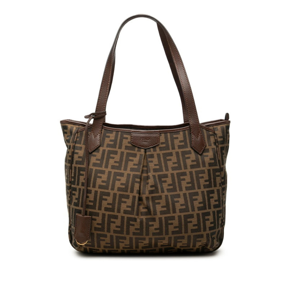 Fendi Zucca Tote Bag Shoulder 8BH269 Brown Canvas Leather Women's FENDI